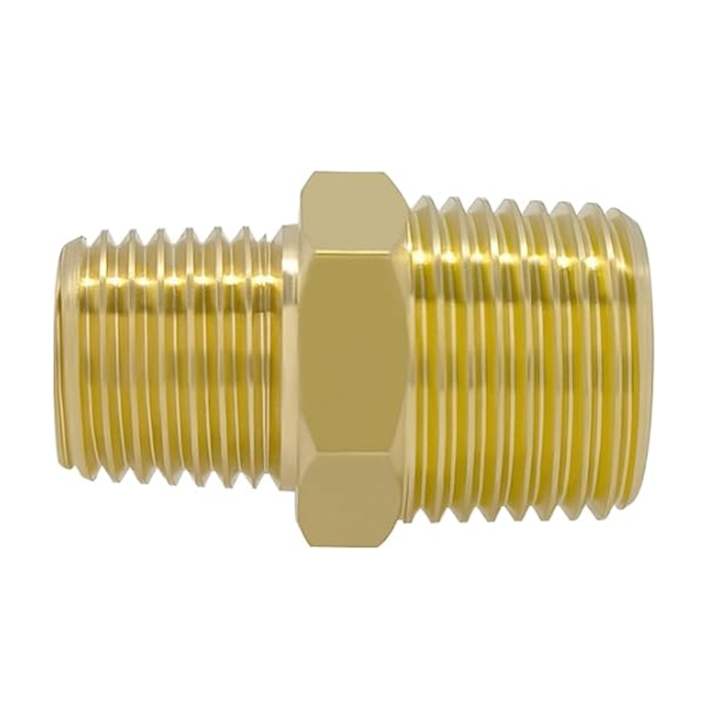 123-N2-N3 FLOFLEX BRASS PIPE FITTING<BR>REDUCING HEX NIPPLE 1/4" MALE X 3/8" MALE NPT